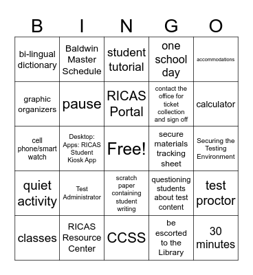 RICAS Bingo Card