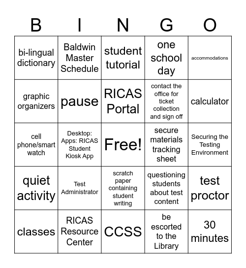 RICAS Bingo Card