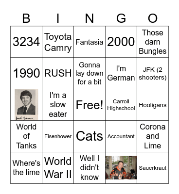 Jack's Bingo Card