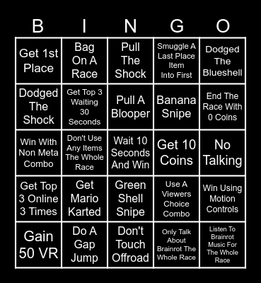 MARIO KART 8 DELUXE BINGO Card