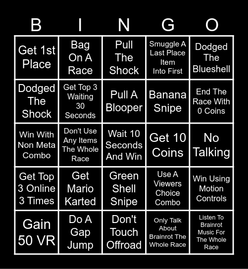 MARIO KART 8 DELUXE BINGO Card