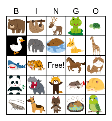 Animal Bingo Card