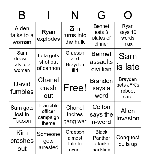 State Predictions Bingo Card