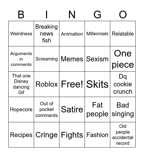 Instagrammm Bingo Card