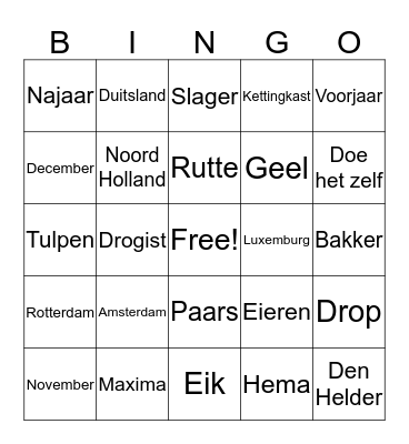 Taalklas algemene kennis Bingo Card