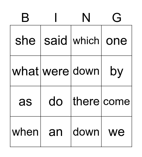 Blast Units 8-11 Bingo Card