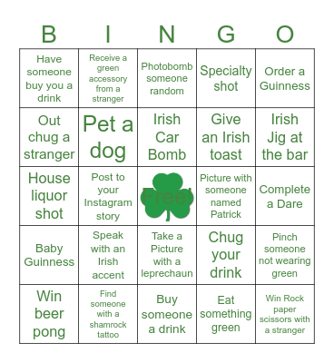 St Paddy’s Day Bingo Card