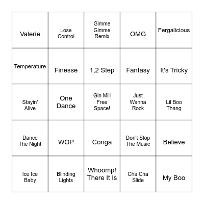 Dance It Out Bingo Card