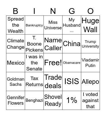 Electionpalooza 2016 Bingo Card