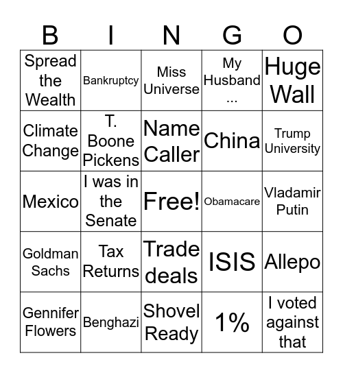 Electionpalooza 2016 Bingo Card