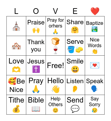 Love Your Neighbor Bingo Card