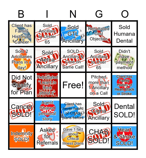 Ancillary All Star Bingo Card