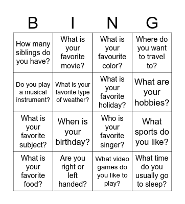 Blackout Bingo Card