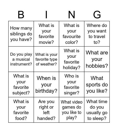Blackout Bingo Card