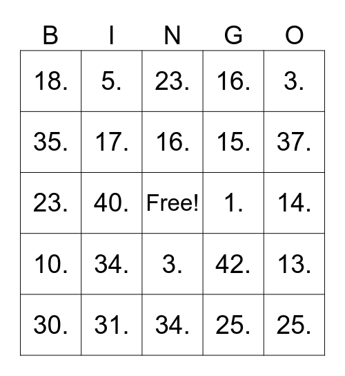 Life Story Bingo Card