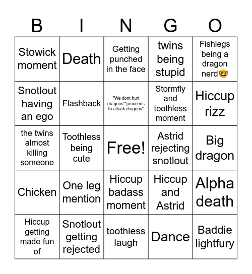 Httyd Bingo Card