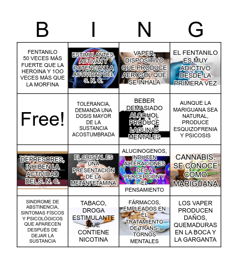 ADICCIONES Bingo Card