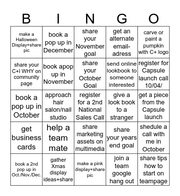 Halloween Bingo  - the Butterflies rock Bingo Card