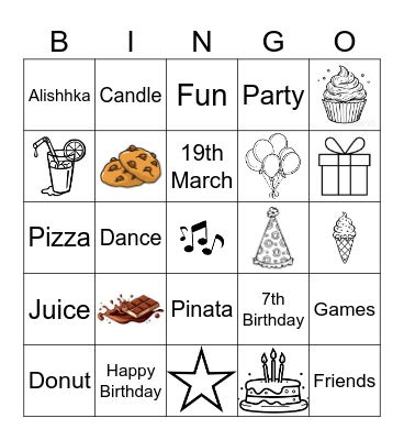 Alishhka Birthday BINGO Card
