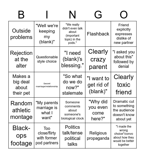 Love is Blind - Do Or Die Bingo Card
