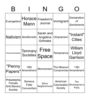 HIGHLY INTERACTIVE REFORMS BINGO Card