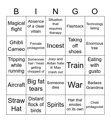 Ghibli Bingo Card
