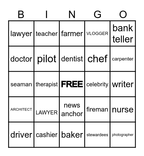 SERVICE BINGO Card
