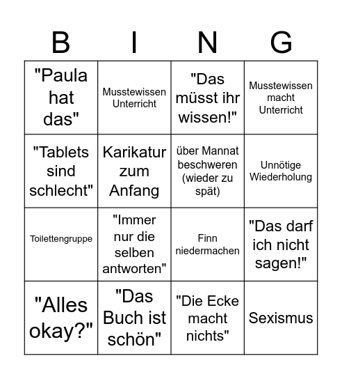 Kröppi Bingo Card