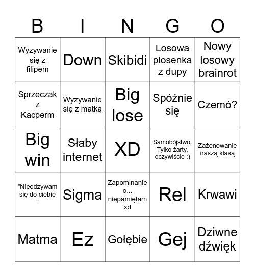 Weronika Bingo Card
