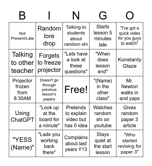 Milly Bingo 2.0 Bingo Card