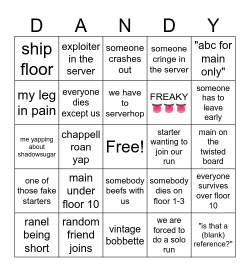 dandy's world bingo :3 Bingo Card