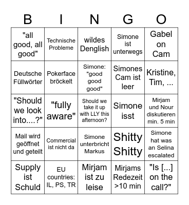 intern IZAC Bingo Card