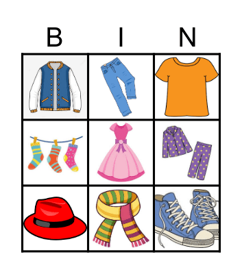 clothes Bingo Card