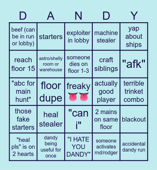 dandy's world bingo ! Bingo Card
