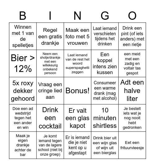 Facbartocht Bingo Card