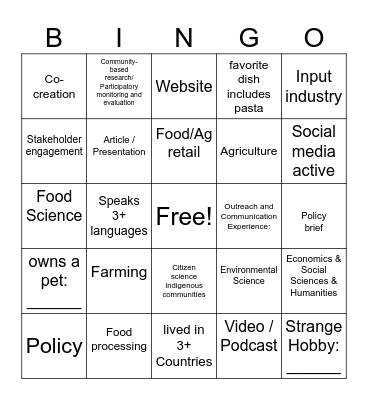 People Bingo Card