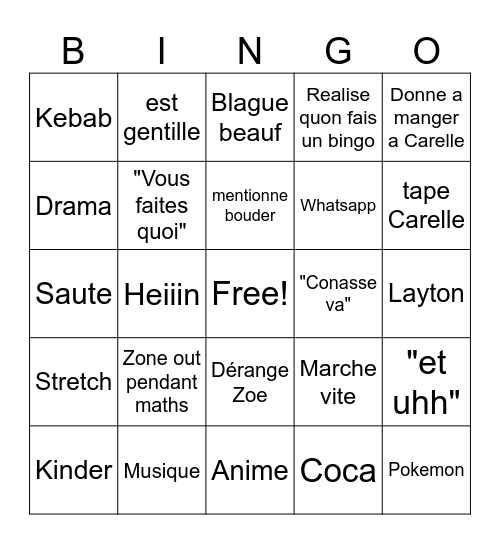 Patate Bingo Card
