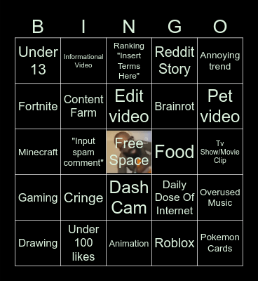 Youtube Shorts Bingo Card