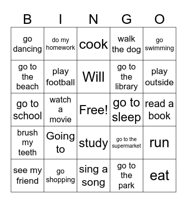 Future Tense Bingo Card
