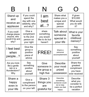 Social Bingo Card