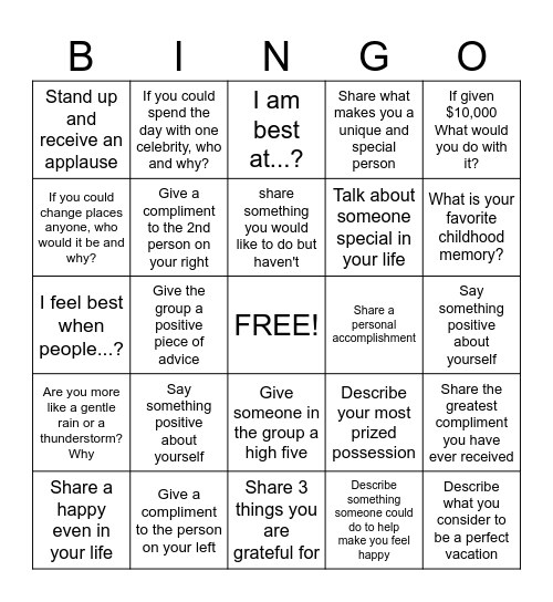 Social Bingo Card