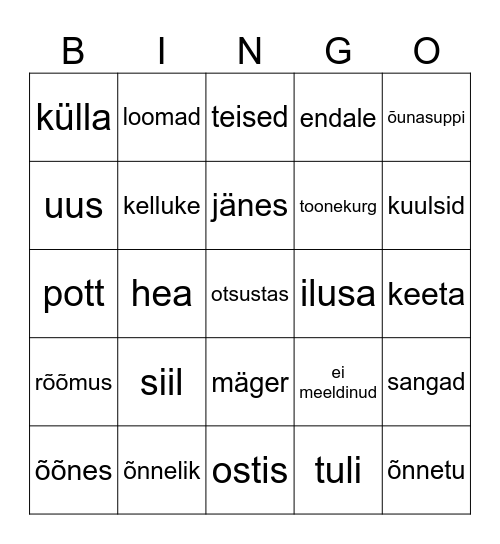 Siili keedupott Bingo Card