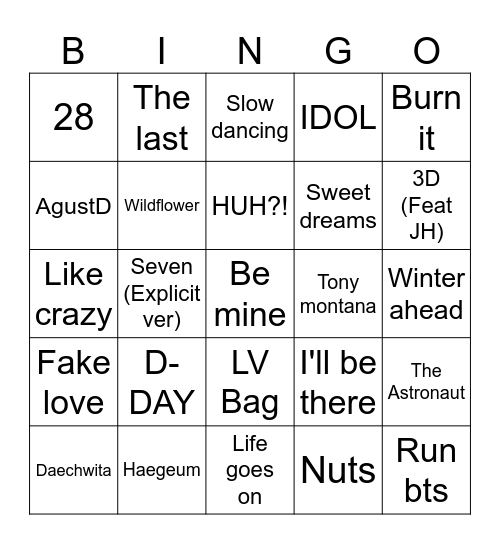 @77Bangtanbts77 Bingo Card