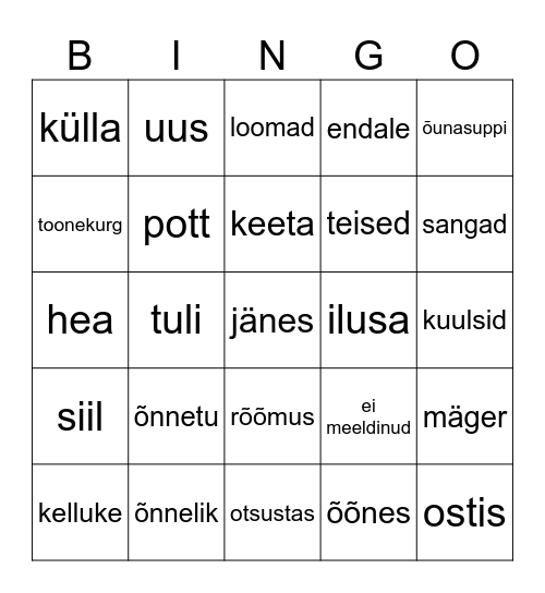 Siili keedupott Bingo Card