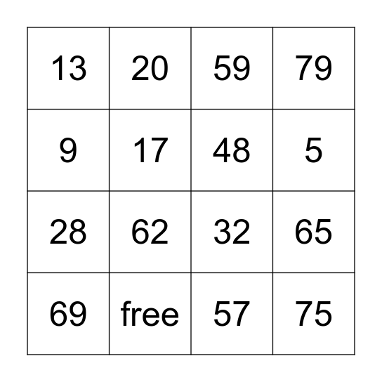 spanish numbers 0-100 Bingo Card