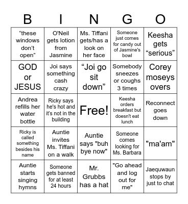 wORKING gIRL Bingo Card