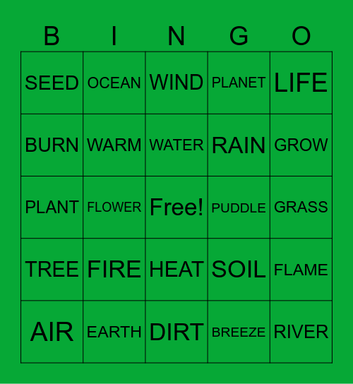 THE ELEMENTS Bingo Card