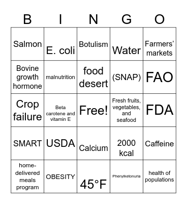 Ch Bingo Card