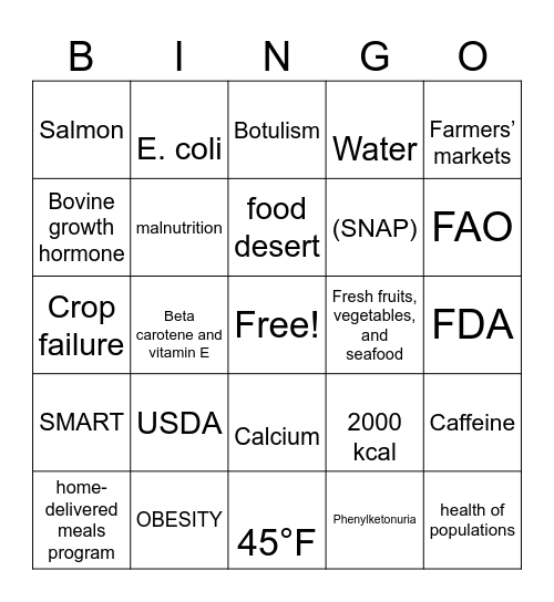 Ch Bingo Card