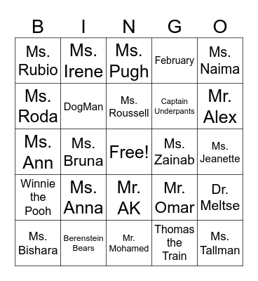 NCS I Love to Read BINGO Card